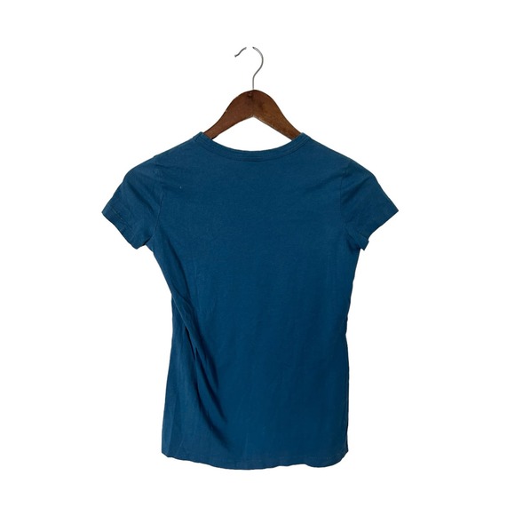 Vintage Abercrombie & Fitch blue crew neck‎  baby tee sz small y2k - Picture 2 of 2